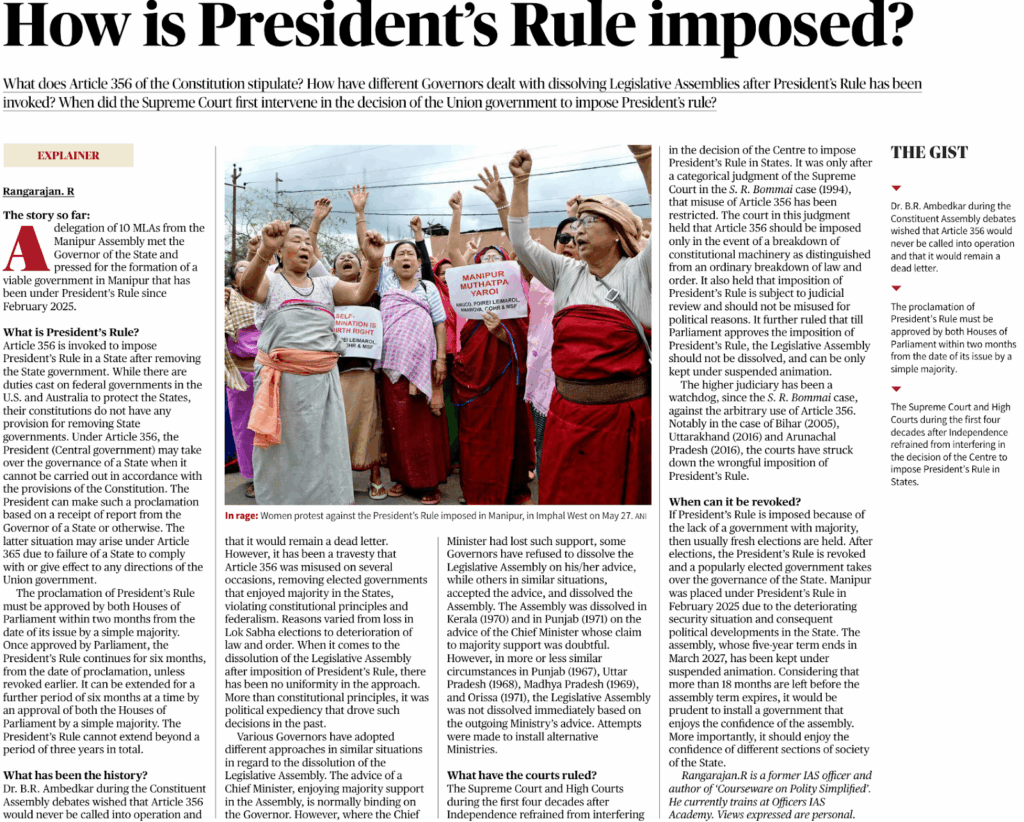 President's Rule Imposed