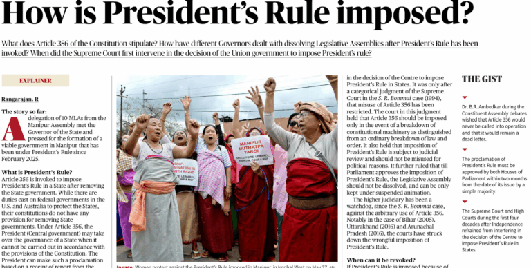 PRESIDENT'S RULE imposed