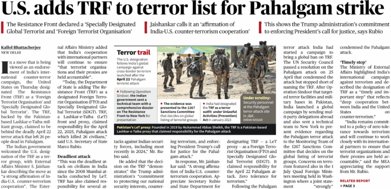 U.S. adds TRF to terror